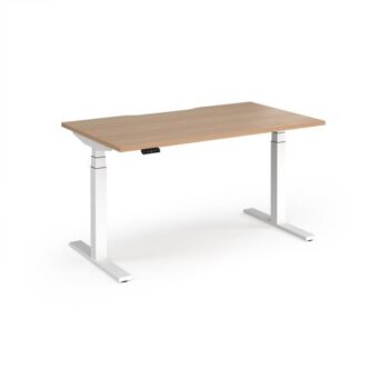 Elev8 Luxe Straight Sit-Stand Desk 1400mm x 800mm - White Frame / Beech Top - EVL-1400-WH-B