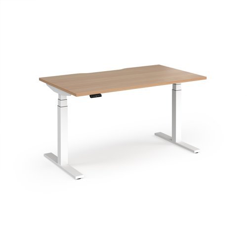 Elev8 Luxe Straight Sit-Stand Desk 1400mm x 800mm - White Frame / Beech Top - EVL-1400-WH-B