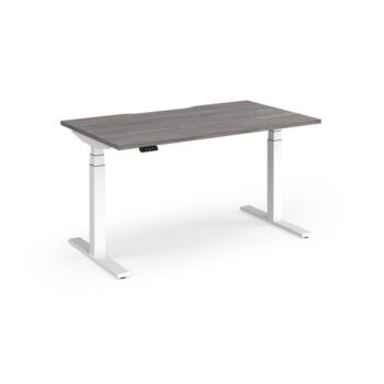 Elev8 Luxe Straight Sit-Stand Desk 1400mm x 800mm - White Frame / Grey Oak Top - EVL-1400-WH-GO