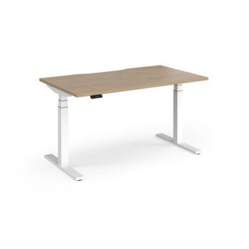 Elev8 Luxe Straight Sit-Stand Desk 1400mm x 800mm - White Frame / Kendal Oak Top - EVL-1400-WH-KO
