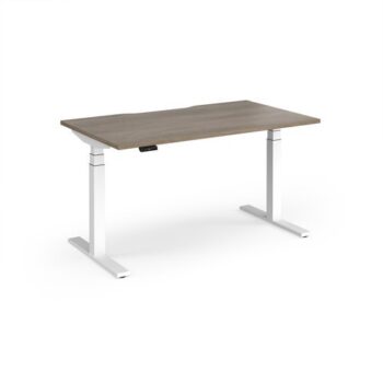 Elev8 Luxe Straight Sit-Stand Desk 1400mm x 800mm - White Frame / Nebraska Oak Top - EVL-1400-WH-NO