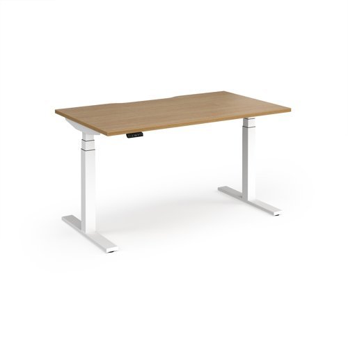 Elev8 Luxe Straight Sit-Stand Desk 1400mm x 800mm - White Frame / Oak Top - EVL-1400-WH-O