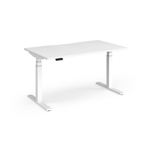 Elev8 Luxe Straight Sit-Stand Desk 1400mm x 800mm - White Frame / White Top - EVL-1400-WH-WH