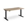 Elev8 Luxe Straight Sit-Stand Desk 1600mm x 800mm - Black Frame / Kendal Oak Top - EVL-1600-K-KO