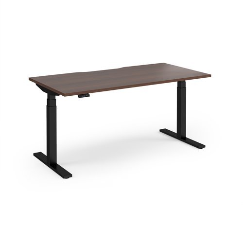 Elev8 Luxe Straight Sit-Stand Desk 1600mm x 800mm - Black Frame / Walnut Top - EVL-1600-K-W