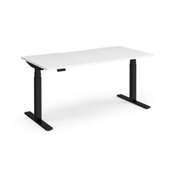 Elev8 Luxe Straight Sit-Stand Desk 1600mm x 800mm - Black Frame / White Top - EVL-1600-K-WH
