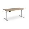 Elev8 Luxe Straight Sit-Stand Desk 1600mm x 800mm - Silver Frame / Kendal Oak Top - EVL-1600-S-KO