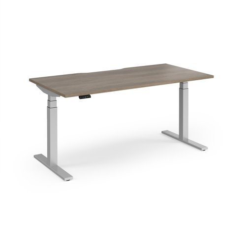 Elev8 Luxe Straight Sit-Stand Desk 1600mm x 800mm - Silver Frame / Nebraska Oak Top - EVL-1600-S-NO