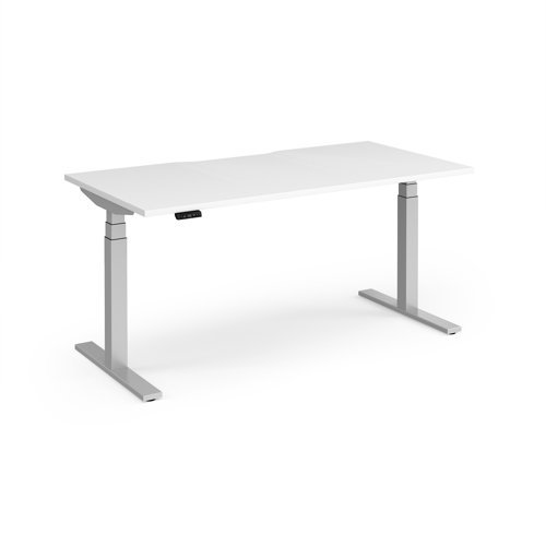 Elev8 Luxe Straight Sit-Stand Desk 1600mm x 800mm - Silver Frame / White Top - EVL-1600-S-WH