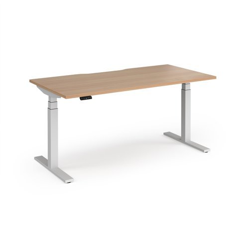 Elev8 Luxe Straight Sit-Stand Desk 1600mm x 800mm - White Frame / Beech Top - EVL-1600-WH-B