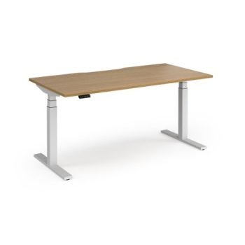 Elev8 Luxe Straight Sit-Stand Desk 1600mm x 800mm - White Frame / Oak Top - EVL-1600-WH-O