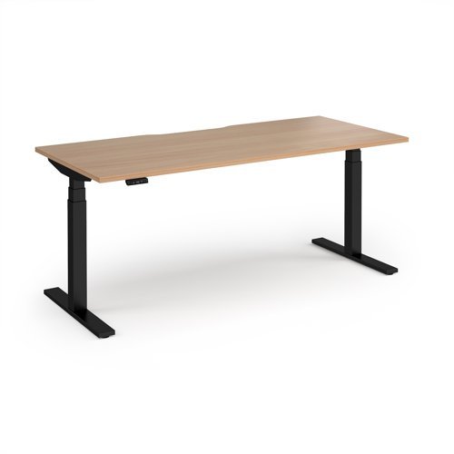 Elev8 Luxe Straight Sit-Stand Desk 1800mm x 800mm - Black Frame / Beech Top - EVL-1800-K-B