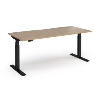 Elev8 Luxe Straight Sit-Stand Desk 1800mm x 800mm - Black Frame / Kendal Oak Top - EVL-1800-K-KO