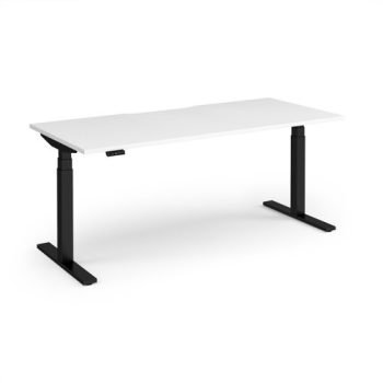 Elev8 Luxe Straight Sit-Stand Desk 1800mm x 800mm - Black Frame / White Top - EVL-1800-K-WH