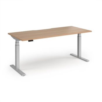 Elev8 Luxe Straight Sit-Stand Desk 1800mm x 800mm - Silver Frame / Beech Top - EVL-1800-S-B