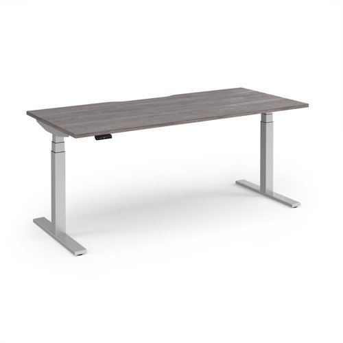 Elev8 Luxe Straight Sit-Stand Desk 1800mm x 800mm - Silver Frame / Grey Oak Top - EVL-1800-S-GO