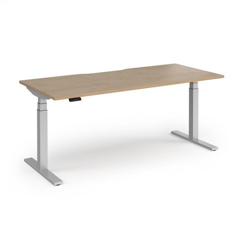 Elev8 Luxe Straight Sit-Stand Desk 1800mm x 800mm - Silver Frame / Kendal Oak Top - EVL-1800-S-KO