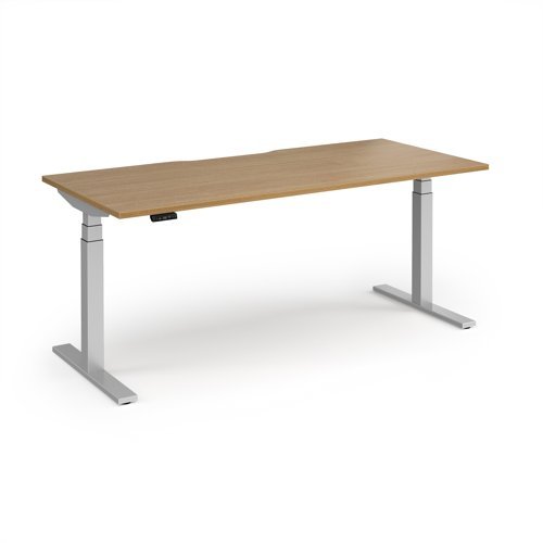 Elev8 Luxe Straight Sit-Stand Desk 1800mm x 800mm - Silver Frame / Oak Top - EVL-1800-S-O