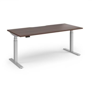 Elev8 Luxe Straight Sit-Stand Desk 1800mm x 800mm - Silver Frame / Walnut Top - EVL-1800-S-W