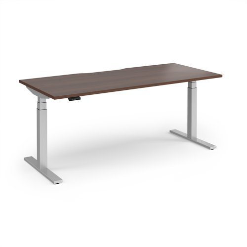 Elev8 Luxe Straight Sit-Stand Desk 1800mm x 800mm - Silver Frame / Walnut Top - EVL-1800-S-W
