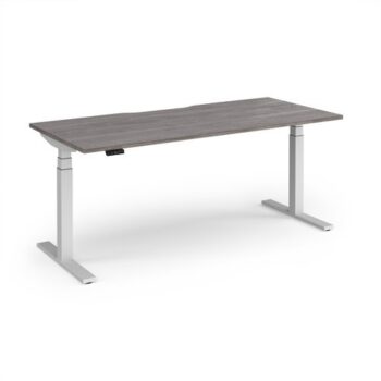 Elev8 Luxe Straight Sit-Stand Desk 1800mm x 800mm - White Frame / Grey Oak Top - EVL-1800-WH-GO
