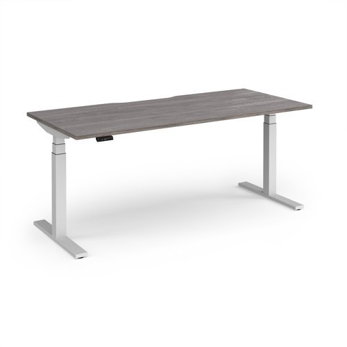 Elev8 Luxe Straight Sit-Stand Desk 1800mm x 800mm - White Frame / Grey Oak Top - EVL-1800-WH-GO