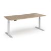 Elev8 Luxe Straight Sit-Stand Desk 1800mm x 800mm - White Frame / Kendal Oak Top - EVL-1800-WH-KO