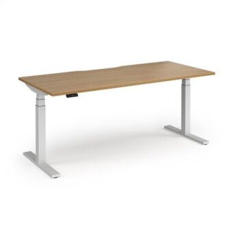 Elev8 Luxe Straight Sit-Stand Desk 1800mm x 800mm - White Frame / Oak Top - EVL-1800-WH-O