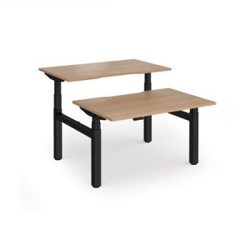 Elev8 Luxe Sit-Stand Back-To-Back Desks 1200mm x 800mm - Black Frame / Beech Top - EVLB-1200-K-B