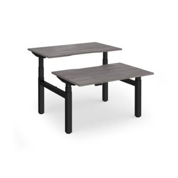 Elev8 Luxe Sit-Stand Back-To-Back Desks 1200mm x 800mm - Black Frame / Grey Oak Top - EVLB-1200-K-GO