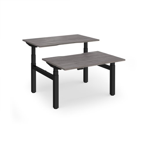 Elev8 Luxe Sit-Stand Back-To-Back Desks 1200mm x 800mm - Black Frame / Grey Oak Top - EVLB-1200-K-GO