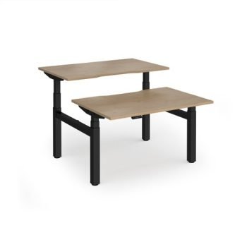 Elev8 Luxe Sit-Stand Back-To-Back Desks 1200mm x 800mm - Black Frame / Kendal Oak Top - EVLB-1200-K-KO