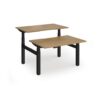 Elev8 Luxe Sit-Stand Back-To-Back Desks 1200mm x 800mm - Black Frame / Oak Top - EVLB-1200-K-O