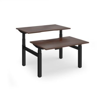 Elev8 Luxe Sit-Stand Back-To-Back Desks 1200mm x 800mm - Black Frame / Walnut Top - EVLB-1200-K-W