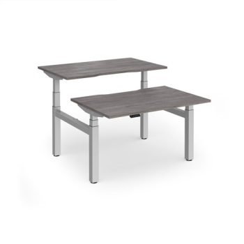 Elev8 Luxe Sit-Stand Back-To-Back Desks 1200mm x 800mm - Silver Frame / Grey Oak Top - EVLB-1200-S-GO