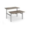 Elev8 Luxe Sit-Stand Back-To-Back Desks 1200mm x 800mm - Silver Frame / Nebraska Oak Top - EVLB-1200-S-NO