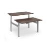 Elev8 Luxe Sit-Stand Back-To-Back Desks 1200mm x 800mm - Silver Frame / Walnut Top - EVLB-1200-S-W