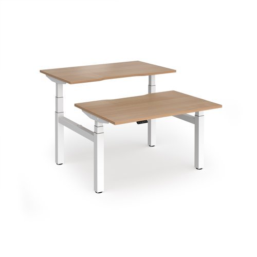 Elev8 Luxe Sit-Stand Back-To-Back Desks 1200mm x 800mm - White Frame / Beech Top - EVLB-1200-WH-B