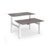 Elev8 Luxe Sit-Stand Back-To-Back Desks 1200mm x 800mm - White Frame / Grey Oak Top - EVLB-1200-WH-GO