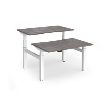 Elev8 Luxe Sit-Stand Back-To-Back Desks 1200mm x 800mm - White Frame / Grey Oak Top - EVLB-1200-WH-GO