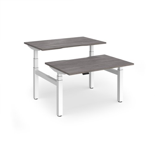 Elev8 Luxe Sit-Stand Back-To-Back Desks 1200mm x 800mm - White Frame / Grey Oak Top - EVLB-1200-WH-GO