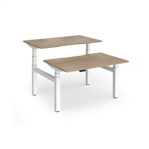 Elev8 Luxe Sit-Stand Back-To-Back Desks 1200mm x 800mm - White Frame / Kendal Oak Top - EVLB-1200-WH-KO