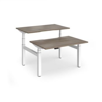 Elev8 Luxe Sit-Stand Back-To-Back Desks 1200mm x 800mm - White Frame / Nebraska Oak Top - EVLB-1200-WH-NO