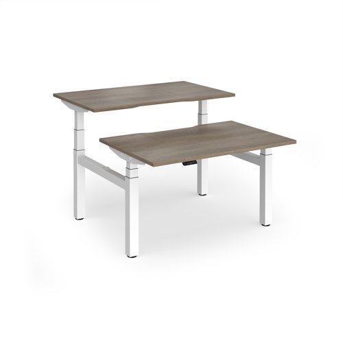 Elev8 Luxe Sit-Stand Back-To-Back Desks 1200mm x 800mm - White Frame / Nebraska Oak Top - EVLB-1200-WH-NO
