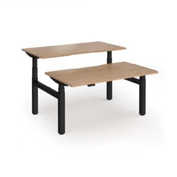 Elev8 Luxe Sit-Stand Back-To-Back Desks 1400mm x 800mm - Black Frame / Beech Top - EVLB-1400-K-B