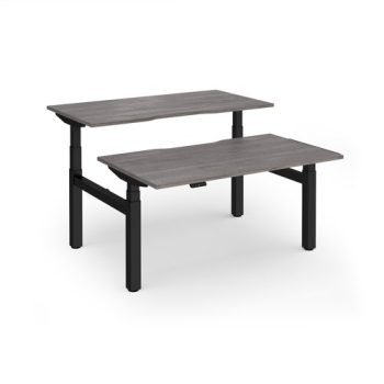 Elev8 Luxe Sit-Stand Back-To-Back Desks 1400mm x 800mm - Black Frame / Grey Oak Top - EVLB-1400-K-GO
