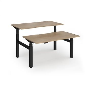 Elev8 Luxe Sit-Stand Back-To-Back Desks 1400mm x 800mm - Black Frame / Kendal Oak Top - EVLB-1400-K-KO