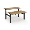 Elev8 Luxe Sit-Stand Back-To-Back Desks 1400mm x 800mm - Black Frame / Oak Top - EVLB-1400-K-O