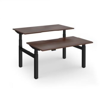 Elev8 Luxe Sit-Stand Back-To-Back Desks 1400mm x 800mm - Black Frame / Walnut Top - EVLB-1400-K-W