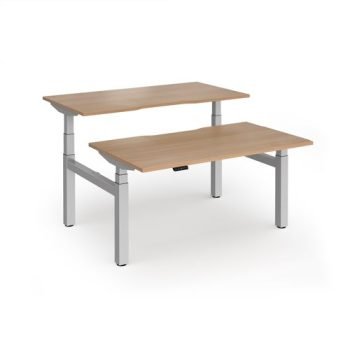 Elev8 Luxe Sit-Stand Back-To-Back Desks 1400mm x 800mm - Silver Frame / Beech Top - EVLB-1400-S-B